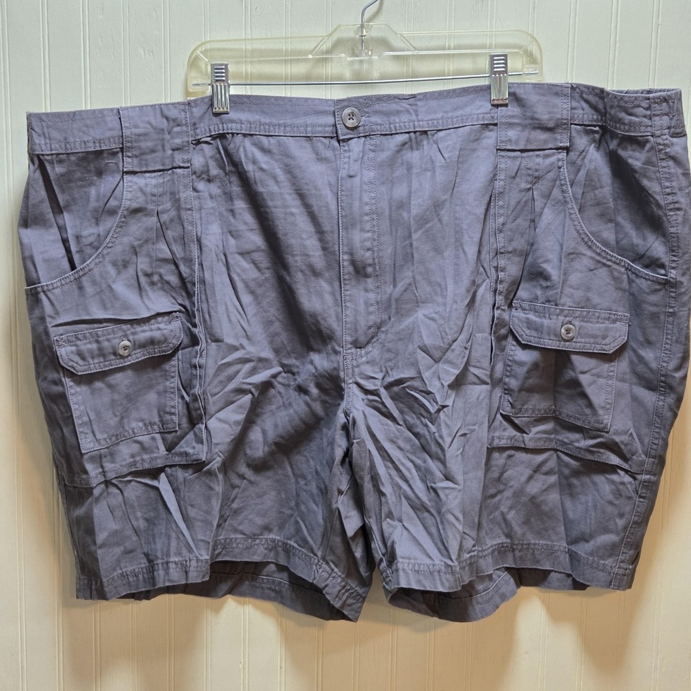 RedHead Cargo‎ Shorts Mens 54 Gray Cotton Canvas 8 Inseam Elastic Waist Big Tall
